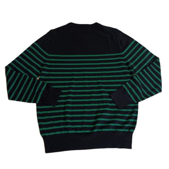 Brooks Brothers Men’s 100% Cotton Green Blue Stripe Sweater Size L EUC - Picture 3 of 15